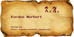 Kordos Norbert névjegykártya